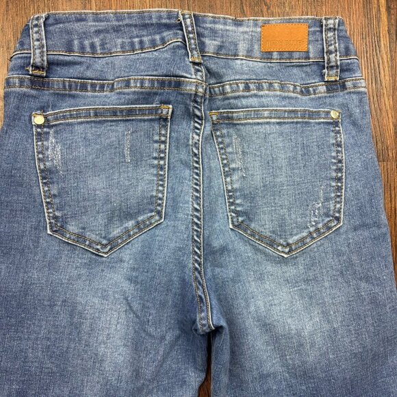 Judy Blue Skinny Fit Jeans Light Wash Distressed Raw Hem Button Fly Women’s 1/25 - Picture 4 of 11